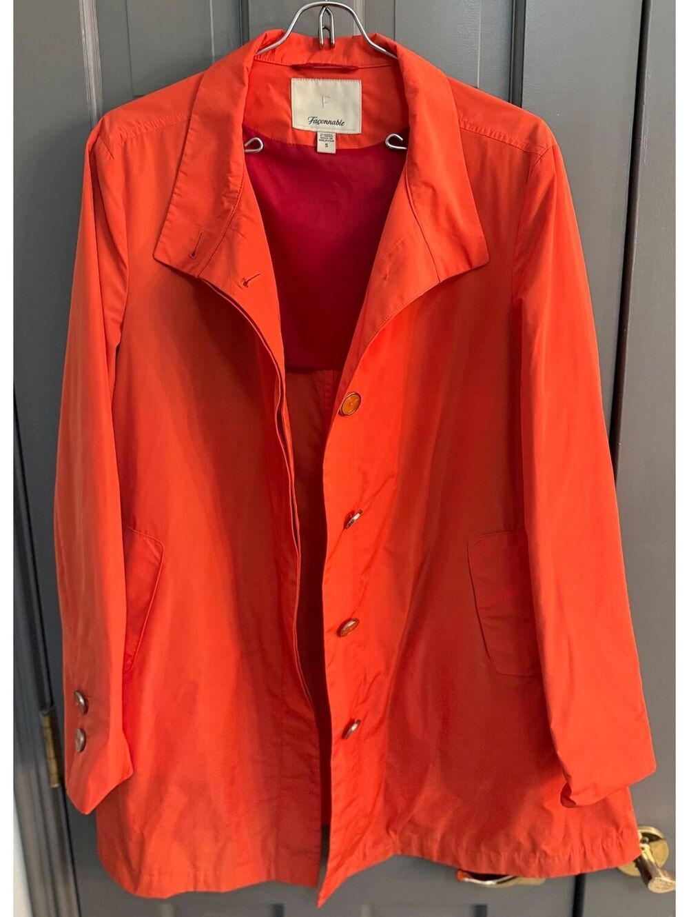 Faconnable Vintage Women's Orange Lightweight Trench Coat Sz S MINT